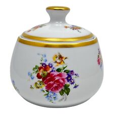 Porcelain de Baudour Sugar Bowl Floral Covered Gold Trim Cerabel Belgium picture