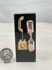 Vintage Lucite Phone Timer Hourglass Pink Sand Mid-Century Rotary Telephone MCM picture