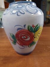 Vintage Portugal Pottery Vase Vestal Modejn  Hand Painted Floral #62 4.5