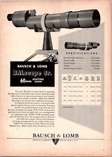 VINTAGE 1952 BAUSCH & LOMB BALSCOPE SR. 60MM SPOTTING SCOPE PRINT AD picture