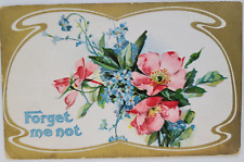 Forget Me Not Flowered Embossed Greeting Postcard Divided Back Posted picture