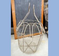 antique WIRE EGG GATHERING BASKET w handles Farms Chickens easter 8 x 8
