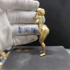 Yellow Solid Bronze Handicraft Nude Beauty Girl Fat Ass Model Statue Ornaments picture