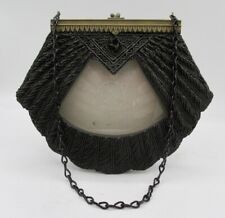 Vintage Look Black Beaded Purse Frame With Chain Handle picture
