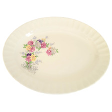 Vintage Edwin M Knowles Cream Semi Vitreous Floral Platter Cottagecore Romantic picture