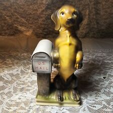 Vintage Dachshund Dog Next to Mailbox Porcelain MCM  picture