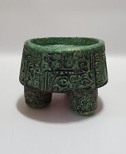 Vintage Crushed Malachite, Green Stone Aztec, Mayan Art, Decorative Bowl, Mexico picture