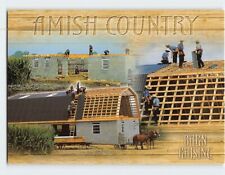 Postcard Barn Raising Amish Country Pennsylvania USA picture