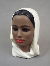 Vintage Chalkware Bust Indian Middle Eastern Woman scarf 4124 Lego Japan 8
