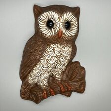 Vintage Owl Wall Hanging Plaque Home Interior Foam Brown 7.5” T HOMCO Kitcsh 70s picture