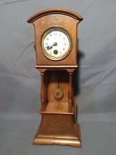 Antique Miniature Longcase Hamburg American Wood Mantle Clock 10.5