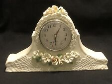 Vintage Ceramic Mantle Clock With Raised Flowers And Quartz Clock  picture