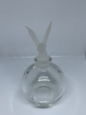 CRYSTAL DECORATIVE PERFUME BOTTLE/DECANTER CLEAR WITH ETCHED BIRD TOPPER NEW 4.5 picture
