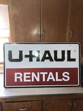 Large Vintage U-Haul Rentals Moving Truck 2 Sided 41x24” Metal Sign Alum. NOS picture