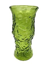 Vintage Textured Green Vase EO Brody Depression Glass Emerald 1950s 9.5