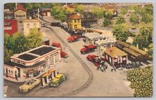 Postcard Indoor Miniature Village Roadside America Gas Station Railroad Unposted picture