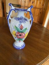 Vintage Blue Floral Vase Vestal Urn Pottery Made In Portugal 740 Sticker On picture