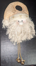 Plush Santa Christmas Door Knob Hanger With Bells Ivory White Delton Products picture
