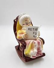 Vintage Lefton Ceramic Grandma Retirement Fund Piggy Bank picture