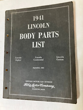 1941 Lincoln Body Parts List Sales Brochure Parts Catalog OEM picture