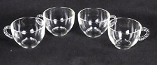 (4) Vintage FEDERAL HOMESTEAD Clear Glass Bubble Handle PUNCH BOWL CUPS 2.25