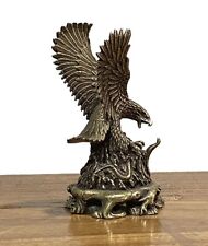 Tabletop Figurine Brass Eagle  Animal Statue Small Sculpture Home Decor Gifts picture