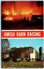 Postcard - Amish Barn Raising picture