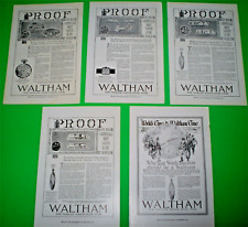 WALTHAM POCKET WATCH ADS ~ 5 DIFFERENT ~ 1918-1920 picture