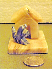 VINTAGE HAND CARVED PUPPY & DOG HOUSE FIGURINE ALABASTER/ONYX/MARBLE VERY CUTE++ picture
