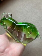 Fifth Avenue Crystal Vintage Art Glass Green Frog / Toad Sculpture Paperweight  picture