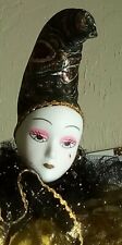 Musical Animated Porcelain Harlequin Pierrot Doll picture