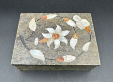 Vintage Soapstone Inlay Mother Of Pearl Trinket Box picture