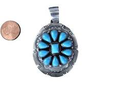 Bobby Johnson Navajo Sterling Sleeping Beauty Turquoise Cluster Pendant picture