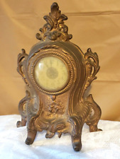 Antique Warner 1510 Cast Iron Gilded Victorian Mantle Clock c 1902 Non -Working picture