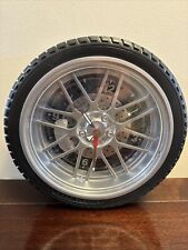 Sterling and Noble Car Wheel Tire Wall Clock 10 1/2” Tested Garage Man Cave picture