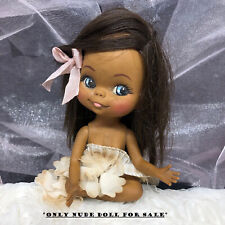 VTG Doll Googly Eyes Black Brown Bathing Beauty Pinup Kawaii Kewpie Hula Girl 1p picture