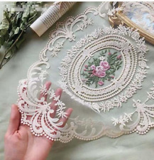 2Pack Retro Lace Placemats, French Crochet Doilies, Handmade Embroidered Table M picture