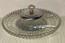 Vintage MCM Kromex Divided Lazy Susan with Dip Bowl/Lid Glass and Chrome picture