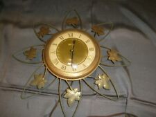 Vintage United Model 55 Gold Leaf Design Electric wall Clock Tested & Works picture