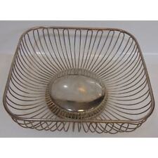 Vintage Silver Plated Square Wire Bread Fruit Bowl Basket Hong Kong 9