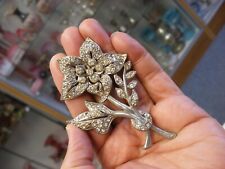 Vintage Art Deco Style Floral Rhinestone Pin Brooch #A162 picture