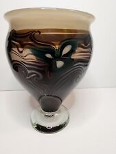 Absolutely Beautiful Vintage 1977 Art Blown Glass Vase Floral Signed  picture