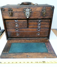 Antique Wooden 7 Drawer Machinist Tool Box Chest Cabinet, Complete Union??? picture