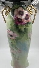 Antique Austria Porcelain Vase Hand Painted Flowers 15.5” Tall Large “Gorgeous” picture