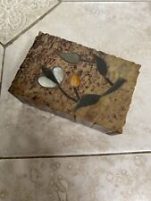 Vintage Floral Mother of Pearl Inlay Soap Stone Trinket Box 3x2 picture