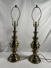 Pair of Vintage Stiffel MCM Heavy Brass Table Lamps #348  picture
