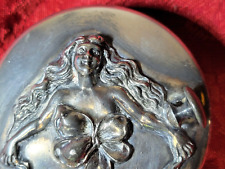 Antique vtg Art Nouveau Figural Girl VICTOR SILVER Silverplate DRESSER BOX picture