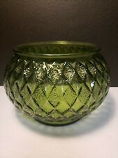 Green Glass Round Vase Bowl Gemstone Pattern  picture
