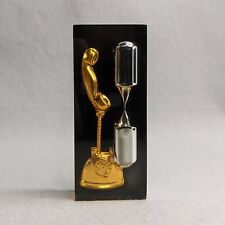 Vintage Telephone Timer 2 1/2 Minute Hourglass - Gold Phone, White Sand, Lucite picture