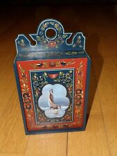 Dutch Folk Art Hindeloopen Netherlands Hand Painted Sailboat Wood Wall Box [c474 picture